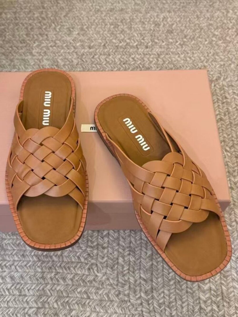 Miu Miu Brown Slide Sandals